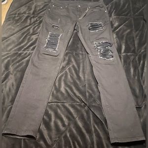 Mike Amiri Black MX1 Leather Patched Jeans Men’s Size 38 Waist